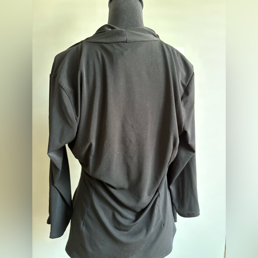 Melissa Paige black cross front 3/4 sleeve blouse - Picture 3 of 5